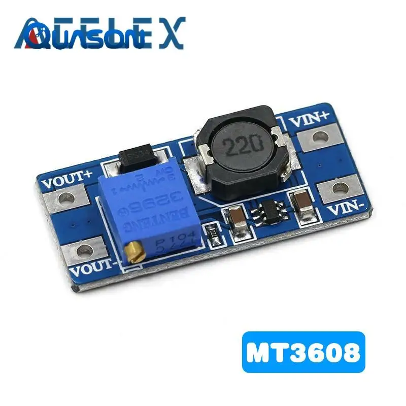 Módulo de impulso ajustable de DC-DC, placa de impulso 2A, módulo de aumento con MICRO USB 2V-24V a 5V 9V 12V 28V MT3608 ► Foto 2/6