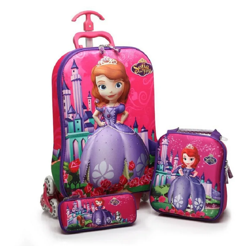 A-10 3D stereo anime trolley case Cute kids EVA Travel 3PCS/set suitcase boy girl creative cartoon pencil box children Christmas gift - Цвет: A-10