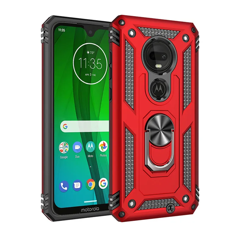 For Motorola Moto G6 G7 Plus G8 Power Lite G9 Play Case Magnetic Ring Holder Cover for Moto E5 E6 E6S E6i E7 Power 2021 Cases cell phone belt pouch