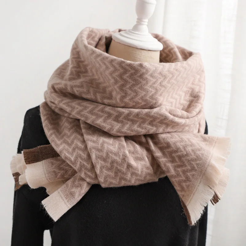 Cena Moda ZIG ZAG Plaid myśliciel ciepła wełna kaszmirowy szalik paszmina z frędzlami kobiety miękki zimowy mężczyzna szalik