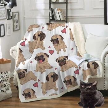 

Cute pet dog series bed Blanket Microfiber Fleece Bedspread Sherpa Blanket Couch Soft Plush Blanket for Home manta Dropship