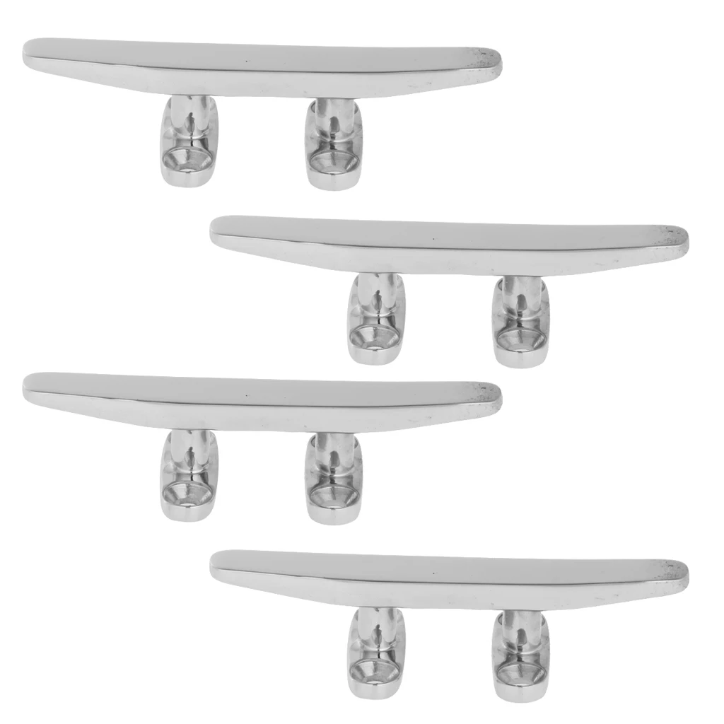 4x 4inch 316 Stainl Steel Mooring Hollow Base Cleat For Boat / Yacht