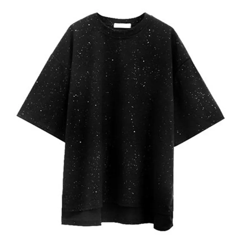 Oversized women's short-sleeved T-shirt women's summer casual loose thin Sparkling sequins fashion women's tops A104