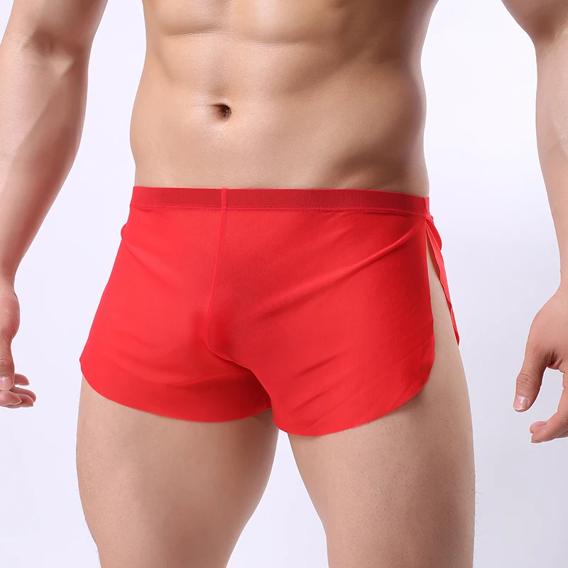 

Europe size Men Ice Silk sexy gay Panties boxer Ultra-thin Translucent Gauze Solid Comfortable Seamless Silkly underwear