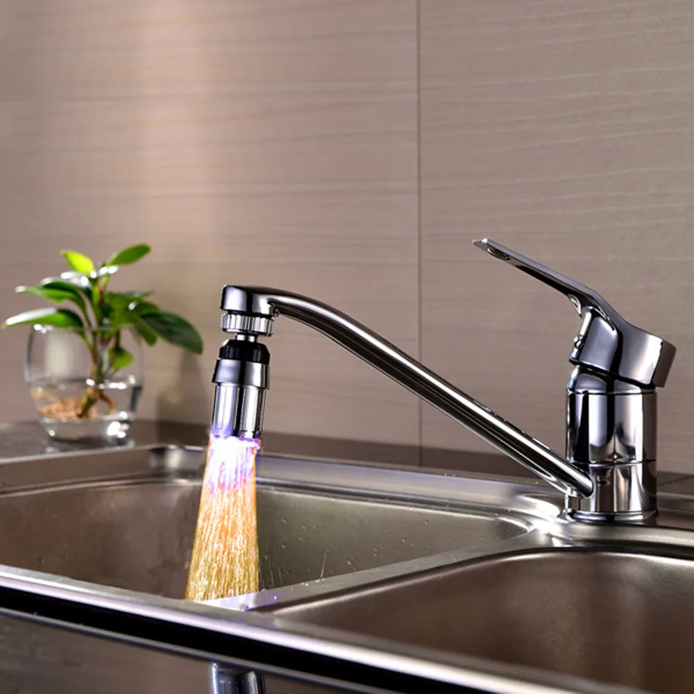 Светодиодный светильник-кран с насадкой для крана, цветной мигающий температурный аэратор, Водосберегающие аксессуары для кухни и ванной комнаты