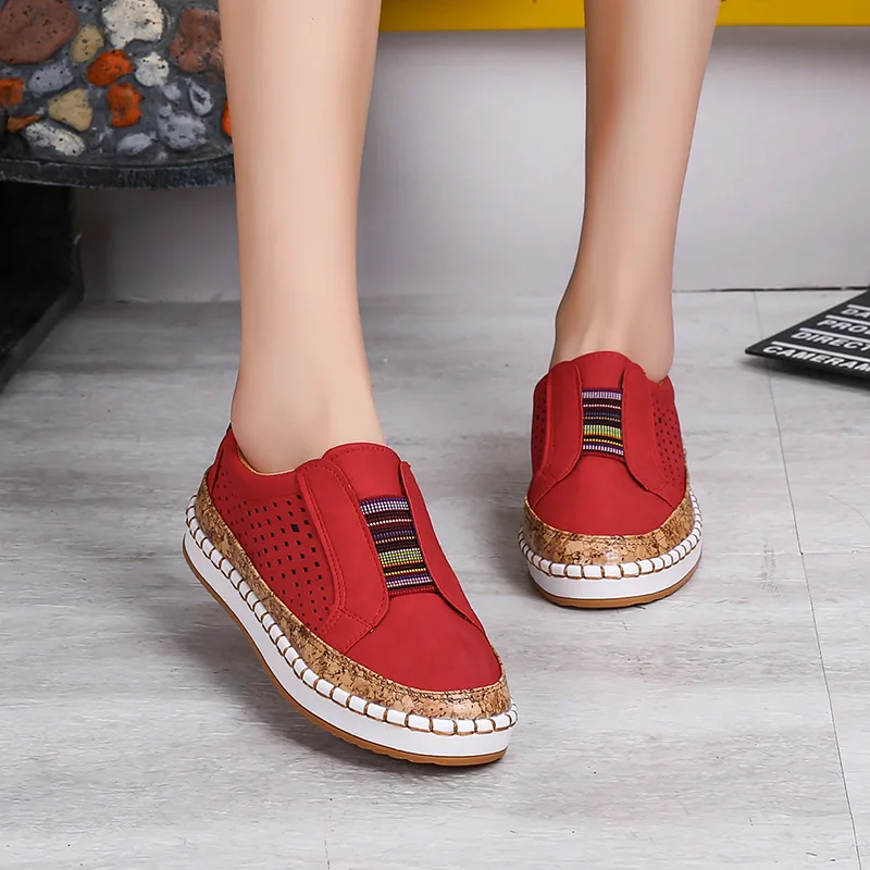 

2019 Summer And Autumn New Style Breathable Hollow out Sneakers Mixed Colors Versatile Flat Loafers Women's Casual 44 Large Size