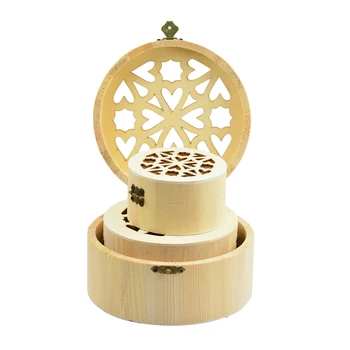 

3Pcs S M L Lot Hearts Hollow Cap Wooden Jewelry Box Memorial Keepsake Case Gift