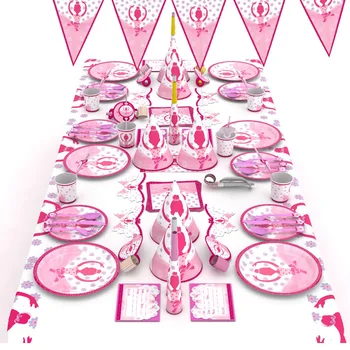 

Ballet Girl Party Tableware Paper Plate Cup Napkins Tablecloth Banner Happy Birthday Event Party Supplies for Girls