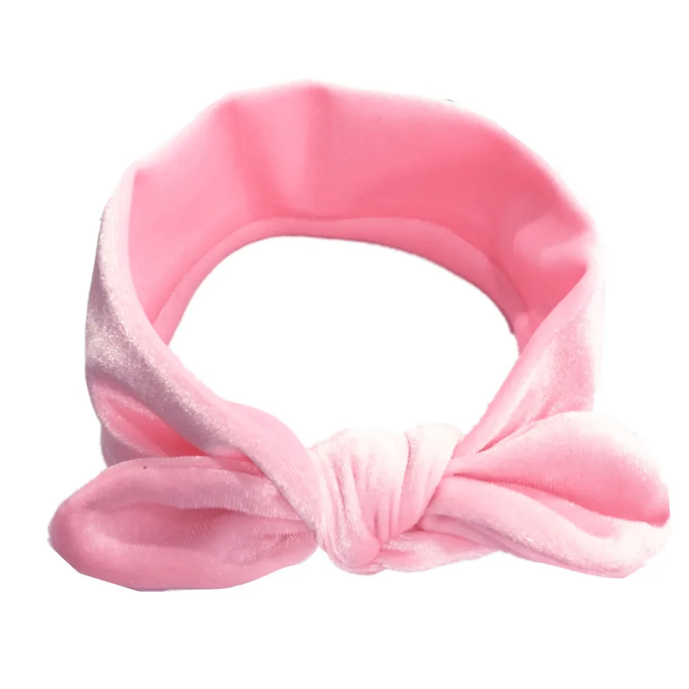 2020 Baby Hairband Soft Baby Girls Kid rabbit ears gold velvet birthday Headband Turban Baby Girls Bow Headband