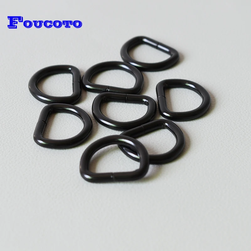 10Pcs/Lot D-shaped buckle 3/4Inch(20mm) Webbing For Leather Bags Metal Crafts Diy Dog Collars Accessories-black