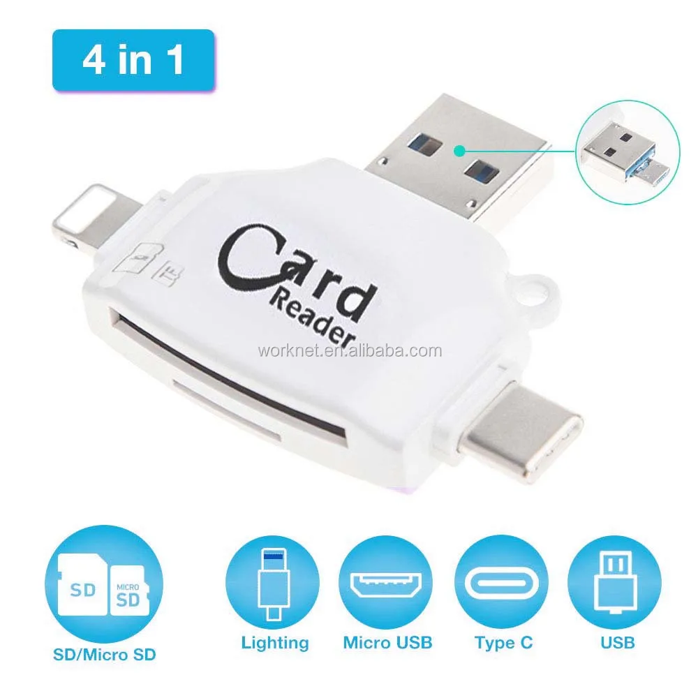 Акция 4 в 1 OTG USB C кард-ридер Micro USB дата-ридер/записывающее устройство для micro SD карты для iphone 11 11 Pro 11 Promax Xs 8 plus