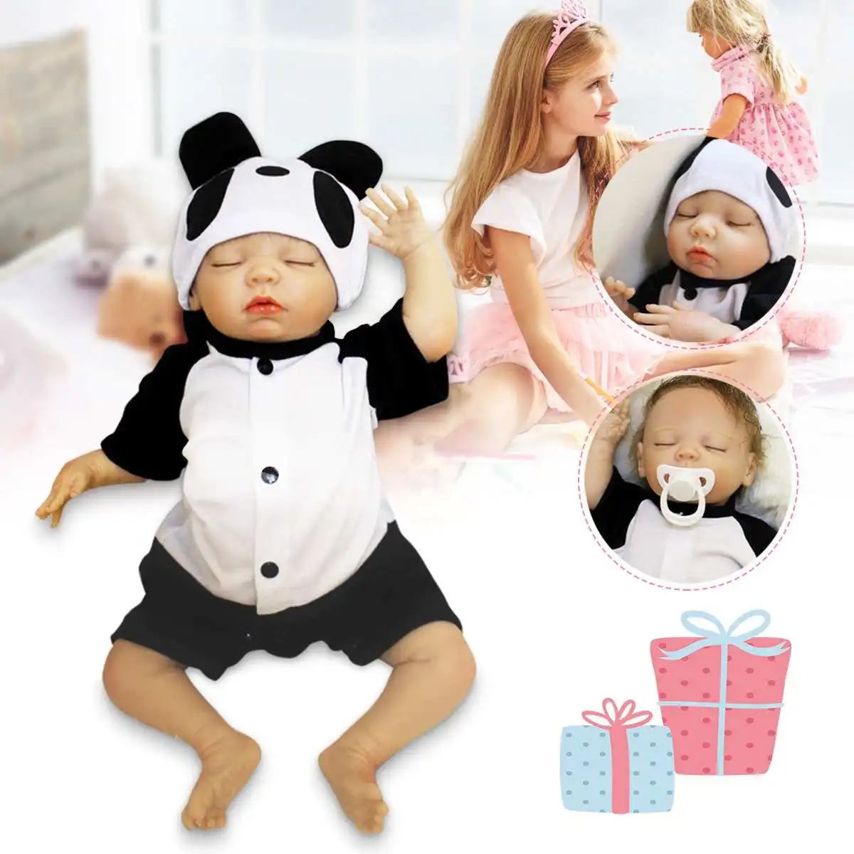 

18-inch 45CM Soft Silicone Vinyl Real Life Lovely Girl Boy Simulation Reborn Baby Newborn Baby Doll Birthday Christmas Gifts
