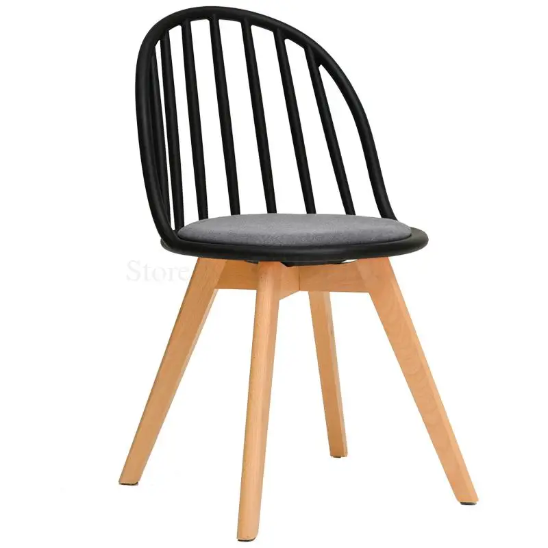 Home Nordic Simple Chair Plastic Back Desk Modern Leisure Creative Solid Wood Dining |