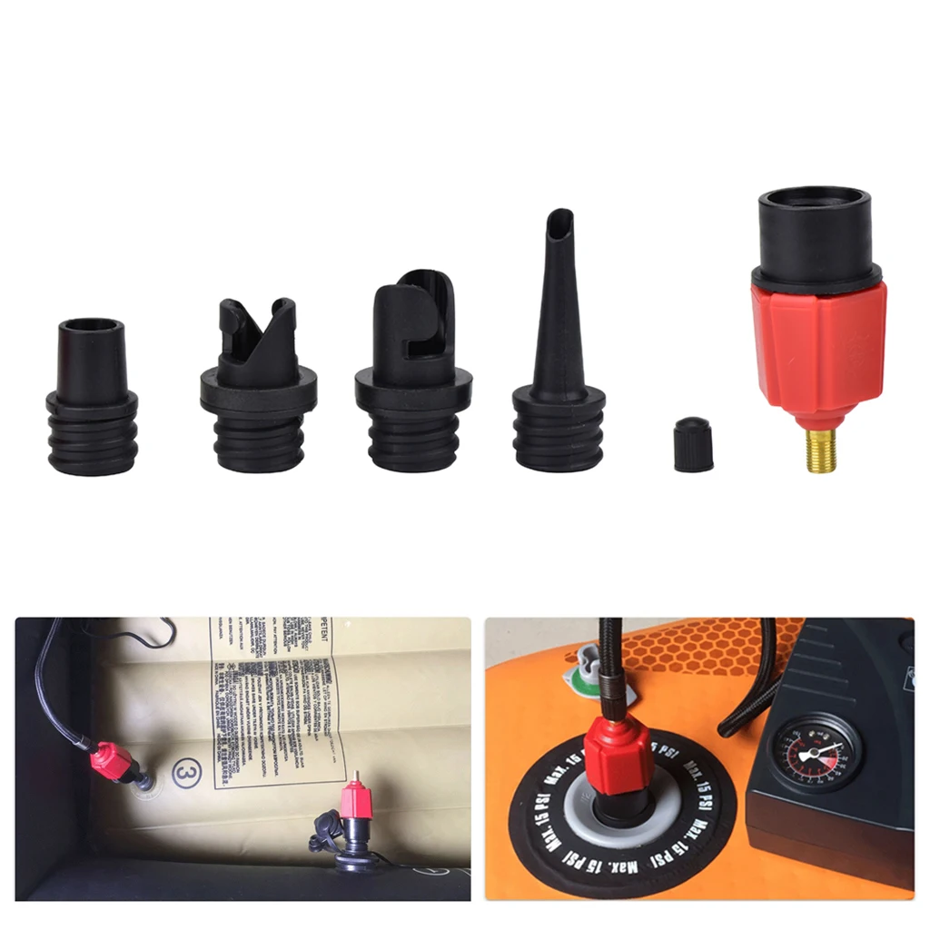 4-Nozzle SUP Pump Adapter Inflatable Boat Kayak Air Valve Adaptor Hose Connector 