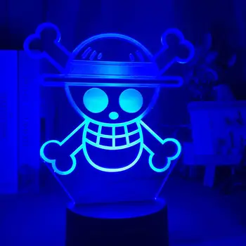 

Anime ONE PIECE LOGO Kids Night Light Led Touch Sensor Colorful Lighting Deco Children Bedroom Decoration Cool Desk 3D Lamp Gift