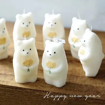 

Cute 3d bear candle mold Candle making molds for candle animal shape silicone Plaster soap mold