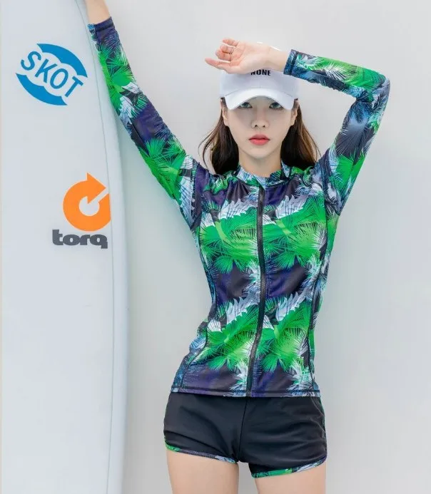 

2018 New Style Korean Style WOMEN'S Swimwear Boxer Split Type Zipper Three-piece Set Hot Springs Beach Swimwear Sun Protection C