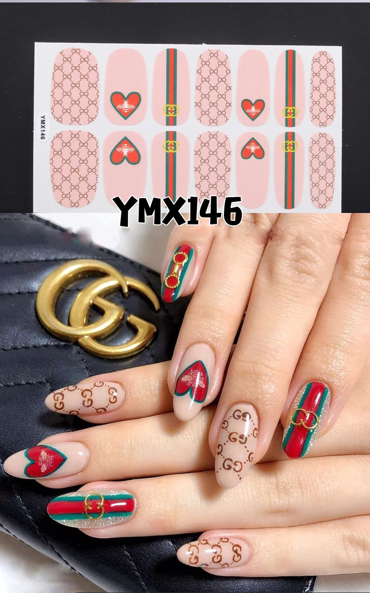 YMX146 14 насадок/листов полное покрытие наклейки для ногтей s Обертывания DIY наклейки для нейл-арта простые наклейки s самоклеющиеся наклейки для ногтей s наклейки для пальцев - Цвет: YMX146