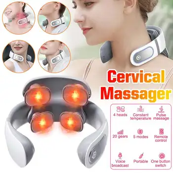 

Rechargable 4 Heads Neck Massager Electric Neck Massage Pain Relief Tool Health Care Relaxation Cervical Vertebra Physiotherapy