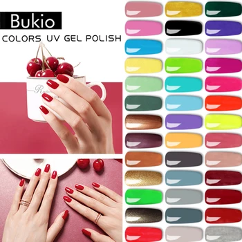 

Bukio Nail Polish Pure Color Semi Permanent Base top Need UV LED lamp For Manicure Varnish Paint Hybrid ROSALIND nail gel