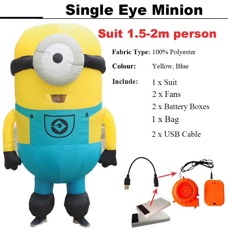 Single Eye Minion Костюм динозавра надувные костюмы наездника Пурим карнавальное вечерние маскарадный костюм Миньона Бэймакса костюм на Хэллоуин для детей - Цвет: Single Eye Minion