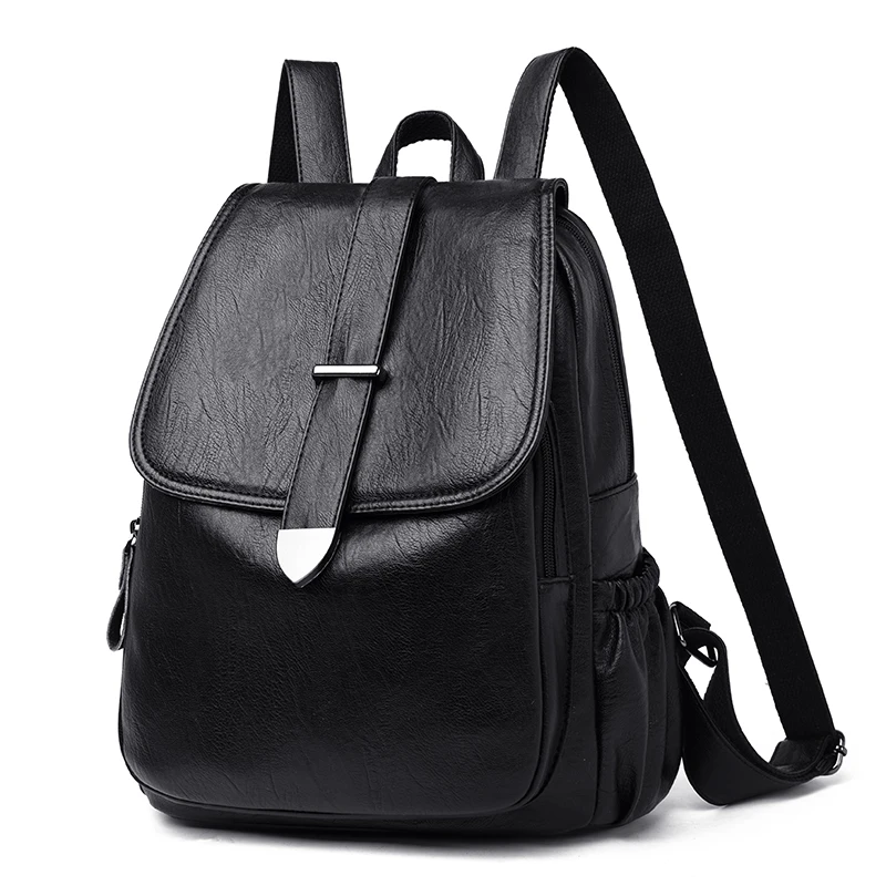 

High Quality Sheepskin Backpack Women Solid Color Minimalist Style Backpack for School Teenagers Crocodile Pattern Female