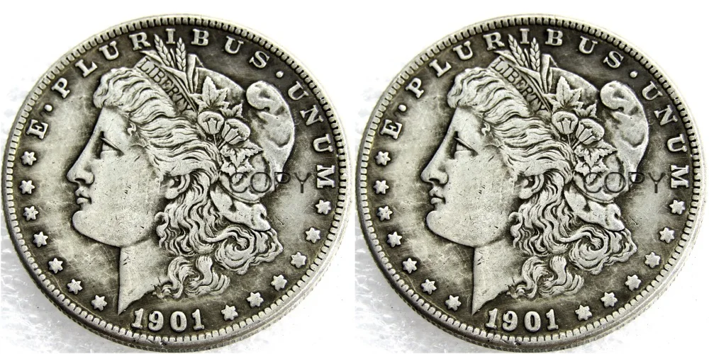 Монеты сша 1901/1901 два лица UNC/старый цвет морган копия доллара монеты