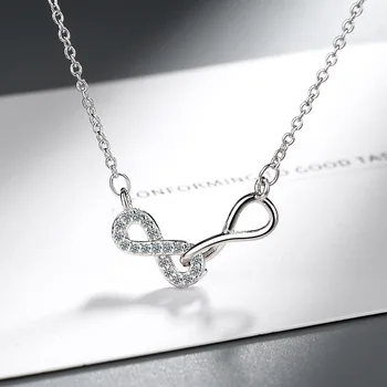 

Real Rose Gold Color Dazzling Cubic Zircon Double 8 CZ Endless Love Pendant Necklaces for Women 925 sterling silver Jewelry