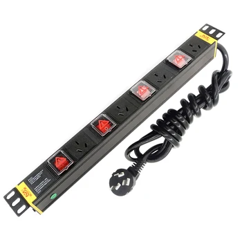 

AU Plug Socket 4AC AU 10A Outlet with Independent switch Overload /Lightning Protection Multi-function PDU Power Strip 2M Cord