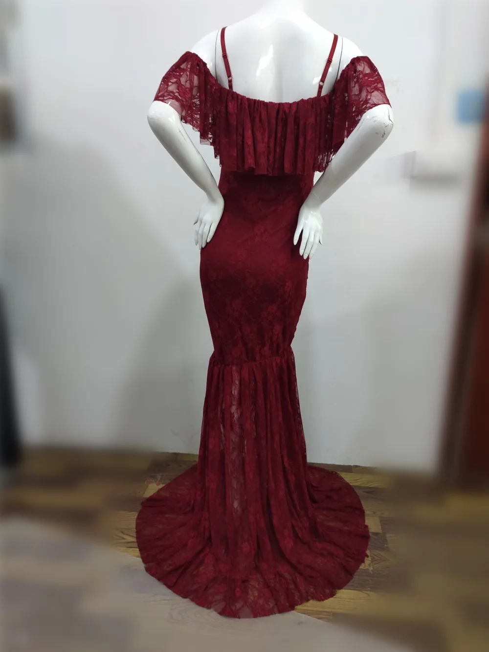 Lace Fancy Women Dress Maternity Photography Props Off Shoulder Pregnancy Dresses Ruffles Maternity Gown Clothes For Photo Shoot (23)