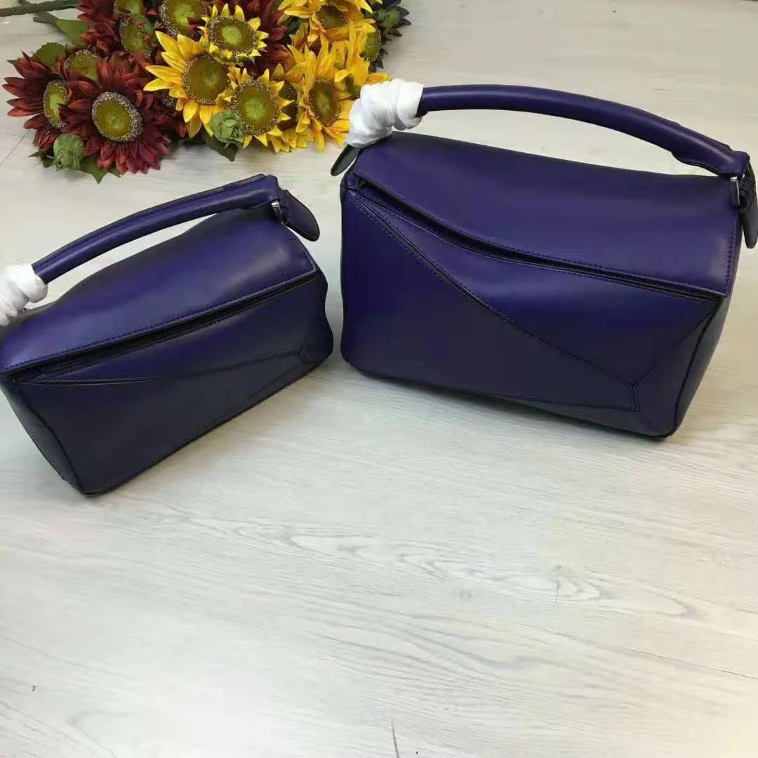 plain dark blue Nuleez сумка с геометрическим рисунком, яркий седельный кошелек, Li-chi, простая Подушка, первый слой, Воловья кожа, настоящая, роскошная, качественная, Классическая - Цвет: plain dark blue