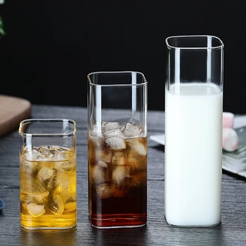 

Glass mug Heat Resistant Wall Glass Coffee/Tea Cups And Mugs Beer cola milk mug Coffee Mugs Square Mugs Drinking Shot Glasses