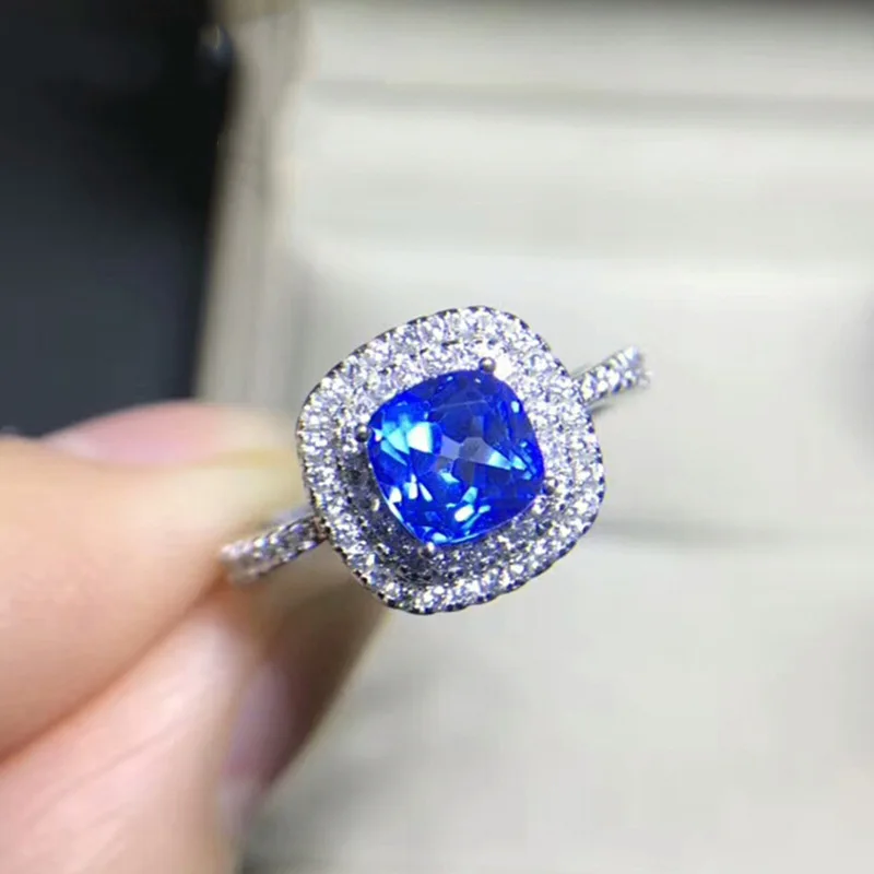 Новое роскошное изысканное серебряное кольцо Caibao S925 с синим главным камнем