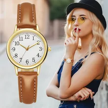 

Trendy Women's Personality Number Leather Strap Quartz Wrist Watch