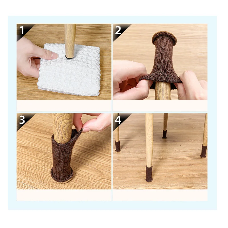 4Pcs/Set Table Chair Leg Covers Home Furniture Non-Slip Knitting Floor Protectors Table Chair Knitted Decor Foot Socks Protector