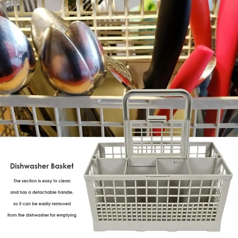 Universal Dishwasher Cutlery Basket High Capacity Plastic Gray Storage Box Household Kitchen Aid Storage Accessories Dropship