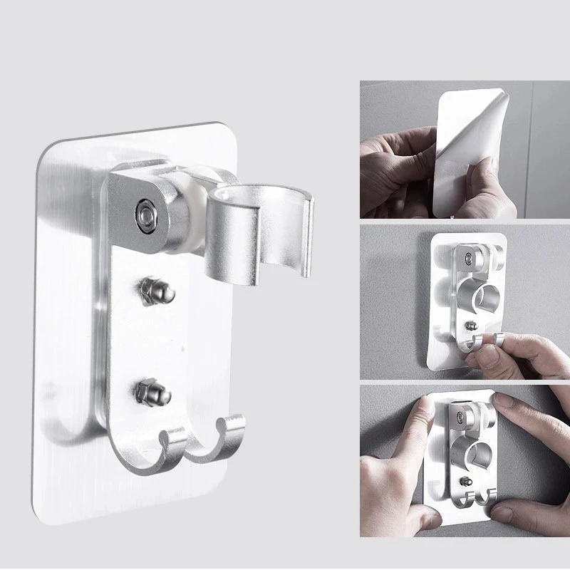 

Strong Adhesive 90° Aluminum Wall Gel Mounted Shower Head Holder Adjustable Bathroom Accessories Stand Bracket