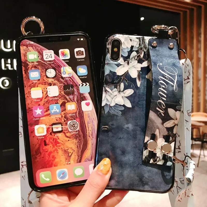 

Fashion With Wrist Strap Cover For HUAWEI Honor 9 10 7X 8X 20 Pro MAX Play3 P10 P20 P30 Plus Lite Nova 3 3i 4 4E 5 5i Soft Case