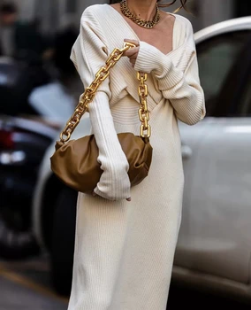 

BV 2020 New Handbag For Womens Big Chunky Chain Leather Pouch Dumpling Bag Cloud Clutch