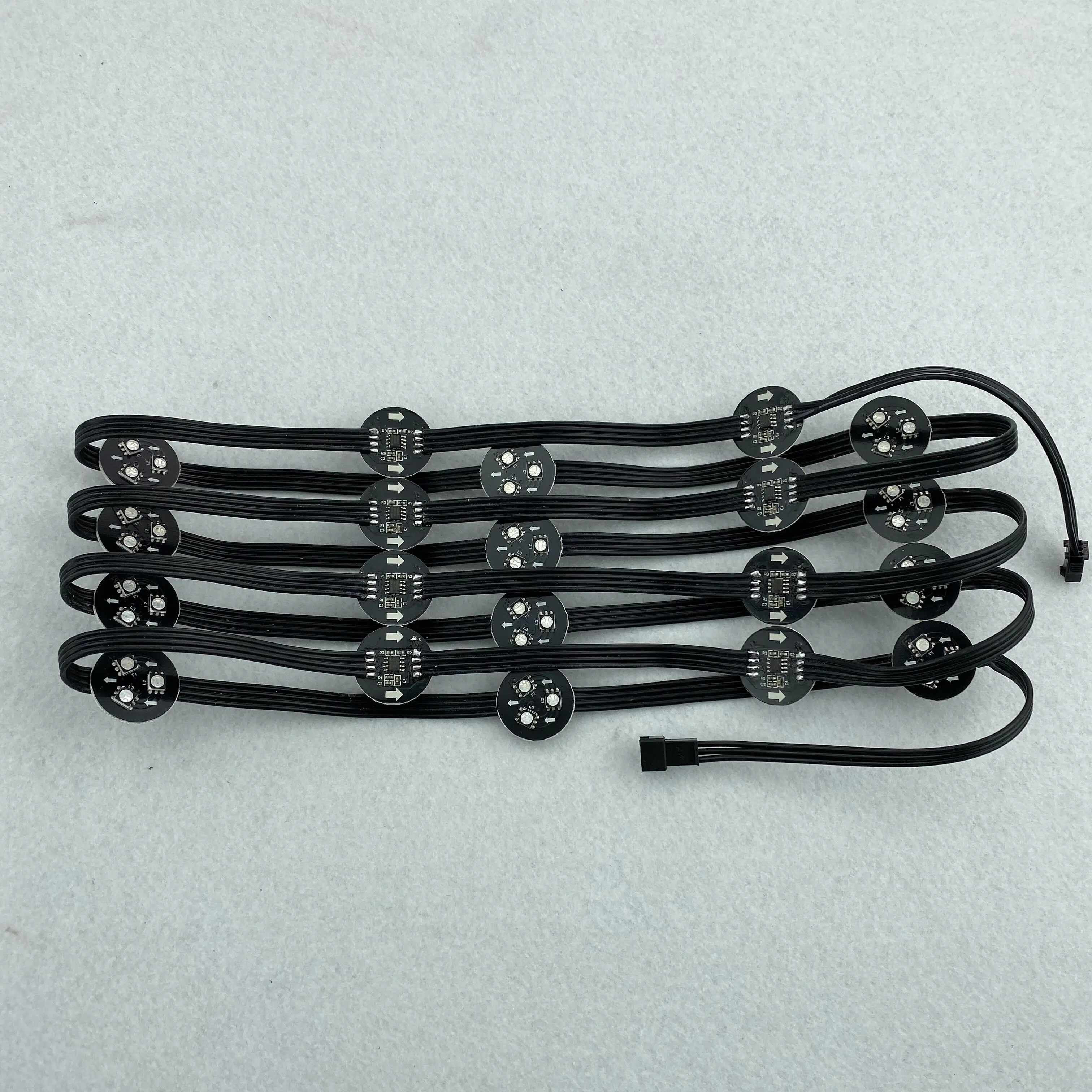 DC12V 20 Pixels/set 26mm PCBA(3LEDs/0.72W)WS2818 Addressable Pixel Light;;IP20 Black Wire Black PCB,10cm/15cm/20cm Wire Spacing