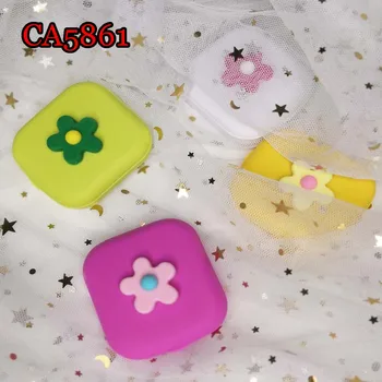 

Fashion Flower Contact Lens Cases with Mirror Solid Fashion Box Convenient Contact Lens Case Container CA5861