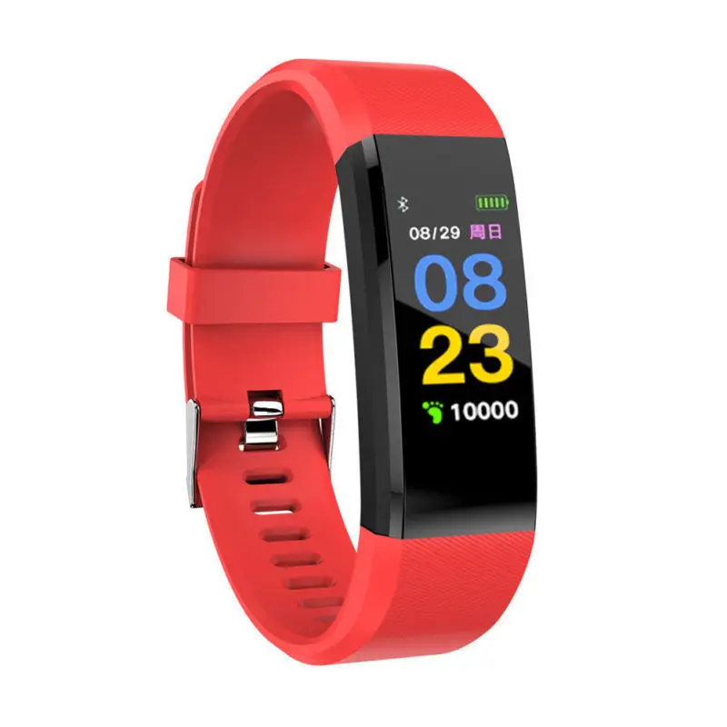 115 плюс детские часы, детский светодиодный цифровой спортивный часы для бега для мужчин и женщин, электронные спортивные часы-браслет, часы на Android IOS - Color: Red