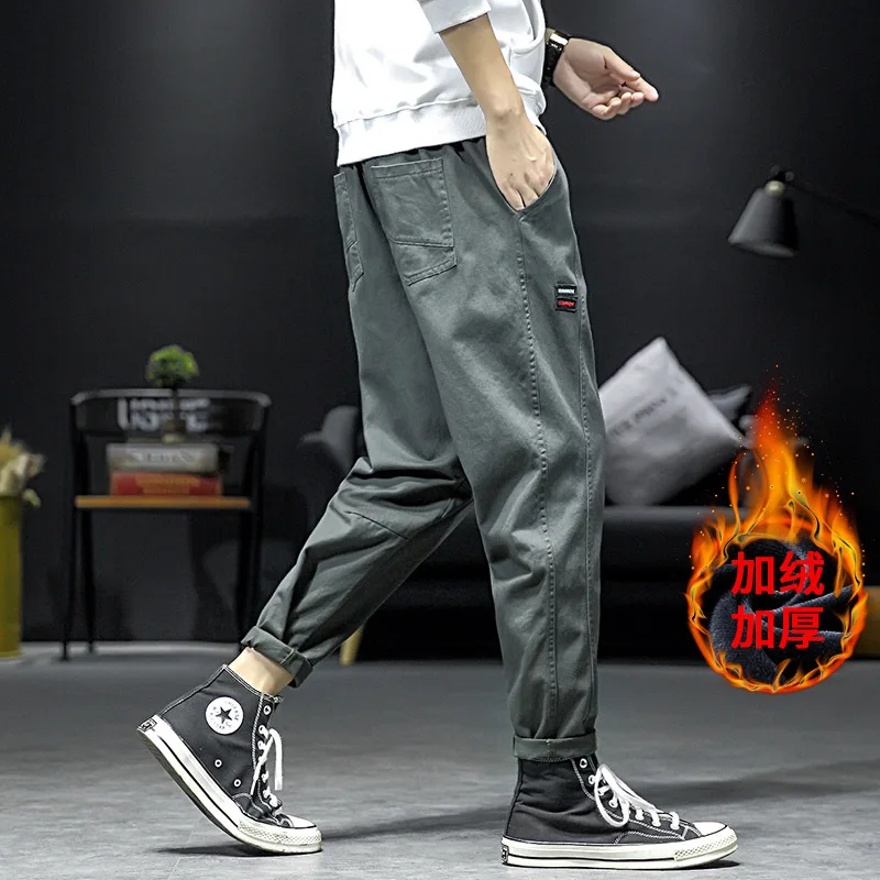

2019 Hk113 plus Velvet Japanese-style Interior Large Size Skinny plus Velvet Casual Pants M-5x Hk1113