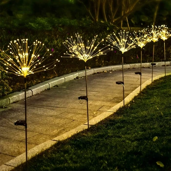 

Solar Powered Outdoor Grass Fireworks Light Lamp 2pcs/Set 120 LED Garden Lawn Landscape Lamp Holiday Light Starburst Stake Light