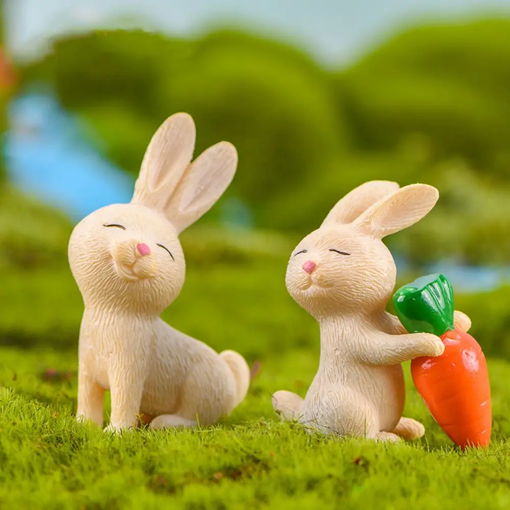 1 Random Cute Miniature Figurines Resin Rabbit Micro Landscape Easter Decoration Fairy Garden Hare Ornament Home Decor | Дом и сад