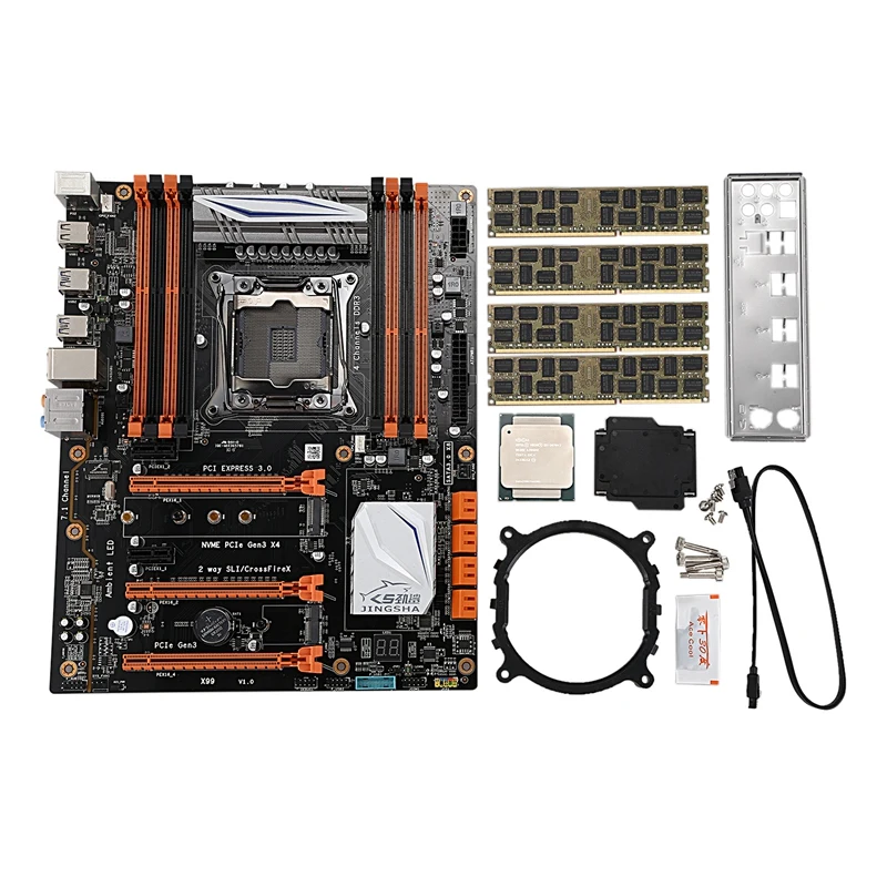 X99 LGA2011-V3 материнская плата комбинированный набор с процессором E5 2678V3 4X16GB 64GB DDR3 ram 4-Ch 1866Mhz REG ECC NGFF M.2 SSD слот