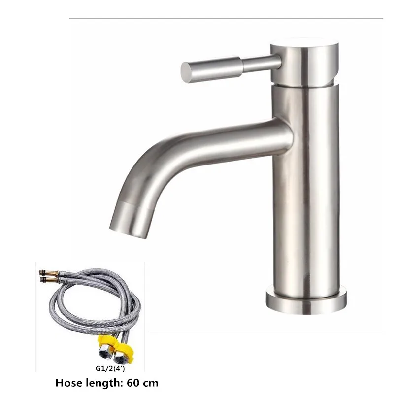 Faucet and hose 304 нержавеющая сталь Матовый антикоррозийный ржавчина одно отверстие кран Ванная раковина кран черный смеситель для горячей и холодной воды - Цвет: Faucet and hose