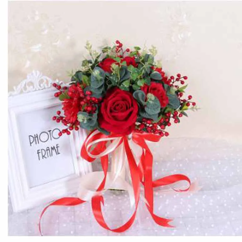 SexeMara свадебный букет, свадебный цветок, букет невесты для невесты, подружки невесты, молочно-белая роза, букет невесты, палочка для девочки