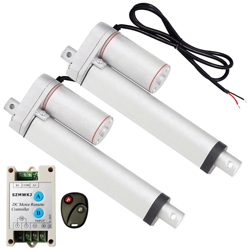 2 Set 14" Linear Actuator &Wireless Remote Controller 220lbs 14mm/s 12V DC Motor 