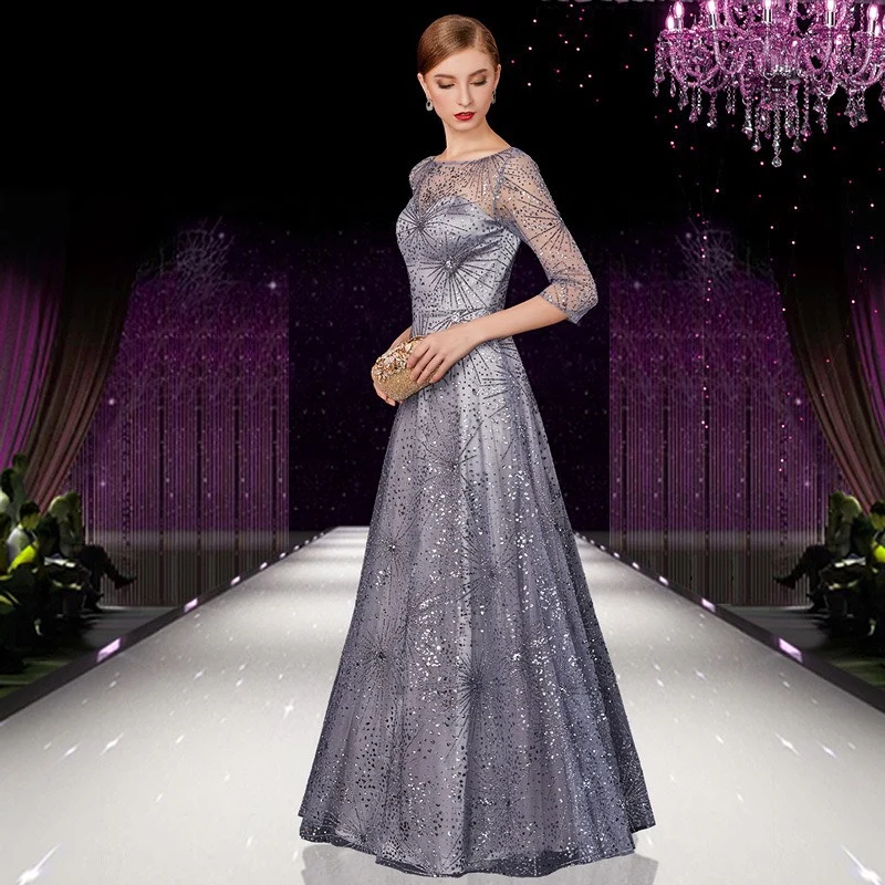 

2020 A-Line Tulle Mother of the Bride Dresses Long with Sequins Wedding Party Dresses Formal Gowns Elegant Mother Custom Made